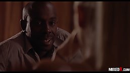 Alluring blonde, Christina is sucking a big, black cock and getting it inside her wet pussy