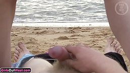 Skinny babe is fucking her ex boyfriend on the beach and sucking his cock like a pro