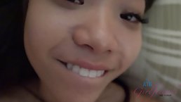 Asian brunette, Vina Sky gave a blowjob and a footjob to a friend, before getting creampied