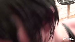Short haired brunette, Lilie is getting gangbanged while her husband is out of town, for the weekend