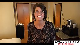 Mature, experienced woman, Tessa is sucking dick while kneeling to make it explode all over her face