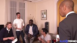 Ana is wearing glasses and black stockings while having casual sex with her married boss