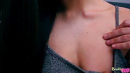 Kinky guy tricked his step- sister into fucking him, because she seems like a little slut