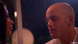 Jasmine and her bald lover like to make love blindfolded, because it feels much better