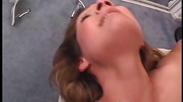Frisky babe is sucking cock like a real pro and getting her perfectly shaved pussy fucked