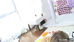 Sweet blonde fuck doll, Anastasia Knight is having anal sex with a guy she likes a lot