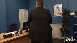 Black office lady is having group sex at work and enjoying every single second of it