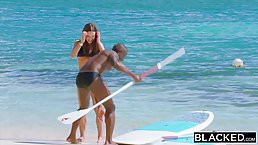 Amazing lady is cheating on her husband with a handsome, black dude, during a vacation