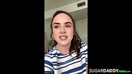 Petite Latin teen brunette with a pretty smile got down and dirty with her sugar daddy
