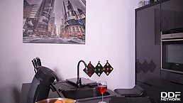 Tattooed blonde cock sucker, Sophie Anderson had wild sex with two guys at the same time