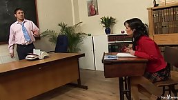 Big ass schoolgirl is about to fuck her favorite professor, because she likes his hard cock