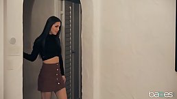 Experienced brunette in erotic lingerie and stockings, Alina seduced her boss and had sex with him