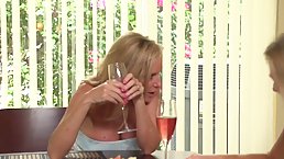 Blonde woman with dirty mind is sharing her new lover with one of her best friends
