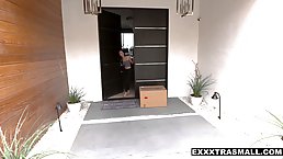 Petite teen brunette likes to get completely naked and stuffed with dick until she starts screaming