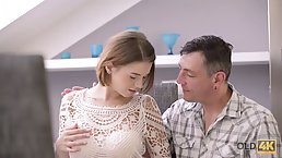 Horny guy is fucking a busty chick from the apartment next door and enjoying it