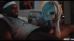 Amazing blonde is fucking a black guy she is in love with, all night long
