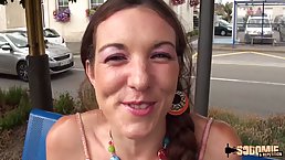 Margot likes to do naughty stuff like sucking a big, black dick in the forest