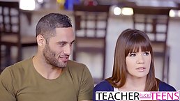 Slutty teacher seduced her students and had a threesome with them, instead of having a class