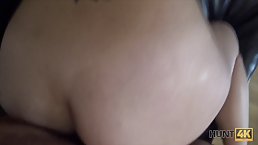 Nasty brunette got money to have sex with a stranger in front of her husband