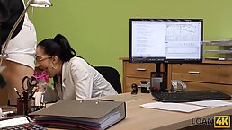Slutty brunette got an offer she could not refuse, because it included a good fuck