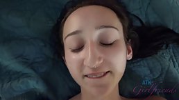 An amateur brunette, Carmen Rae likes to suck cock and rub it with her sensual feet
