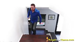 Kinky teen brunette, Jilling is tied up and getting fucked in many positions, like a slave