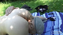 Slim, French bitch with tiny tits and red hair got down and dirty with an elderly man