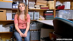 Shy, blonde shoplifter, Cleo Clementine is about to get fucked hard, after she got caught