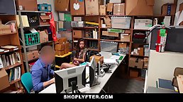 Slutty shoplifter decided to fuck a security guy after she got caught doing some naughty stuff