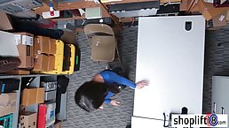 Slutty Latin brunette is a well known shoplifter who always fucks her way out of trouble
