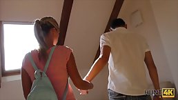 Blonde chick is sucking a stranger's dick to get some cash and have some fun