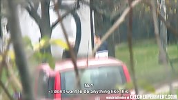 Mature Czech blonde spreads up in the nature and gets fucked in front of a hidden camera