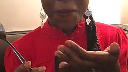 Black babe is doing the laundry and having casual sex session at the same time