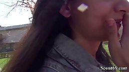 Lovely, German teen brunette, Shrima is fucking a guy she has met in the park