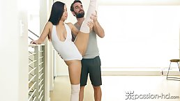 Flexible teen brunette, Alina got down and dirty with her new dance partner and liked it