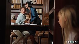 Horny chicks are sharing a rock hard dick, in the library, instead of studying for exams