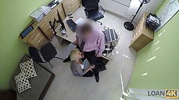 Passionate blonde with a huge smile got down and dirty with her boss, in his office