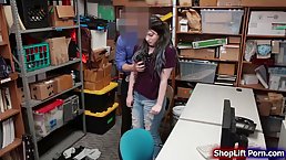 Slutty shoplifter lets a security guy fuck her from the back to avoid going to jal