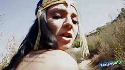 Indian babe of a royal blodline is sucking cocks in the nature and getting fucked quite often