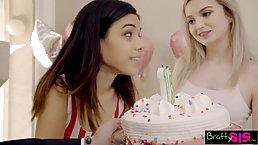 Barely legal blonde sucks dick while getting her pussy licked during a threesome with kinky friends