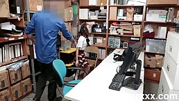 Skinny Asian teen brunette was caught shoplifting, so she choose to get fucked, to avoid jail