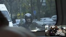 Horny woman, Elisa is having wild sex with a stranger, in the back of his van