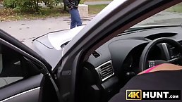 Racy teen slut is giving a blowjob to a friend before getting fucked in his car