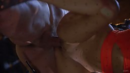 Delightful brunette is getting fucked very hard on the stairs, in the middle of the day