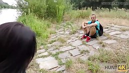 Naughty, amateur teen brunette got fucked in the nature, because she needed some money very fast