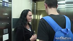 German brunette has hooked up with a handsome stranger and went to his place to fuck him