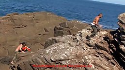 Horny fishermen are having a threesome with a smoking hot lady who has offered herself for free