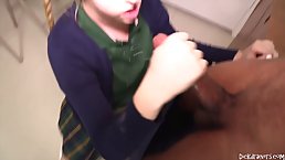 Black guy is fucking a slutty, blonde nerd with braids, to teach her a lesson