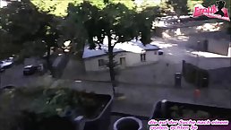 Red haired, German babe with glasses is sucking cock like a pro, before riding it