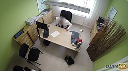 To get the money that she needs, cute brunette is even willing to fuck the manager